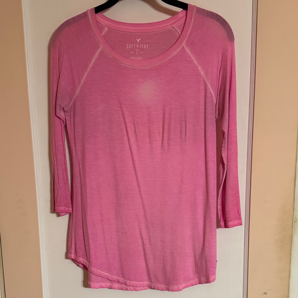 American Eagle Outfitters Soft Pink Long Sleeve Tee